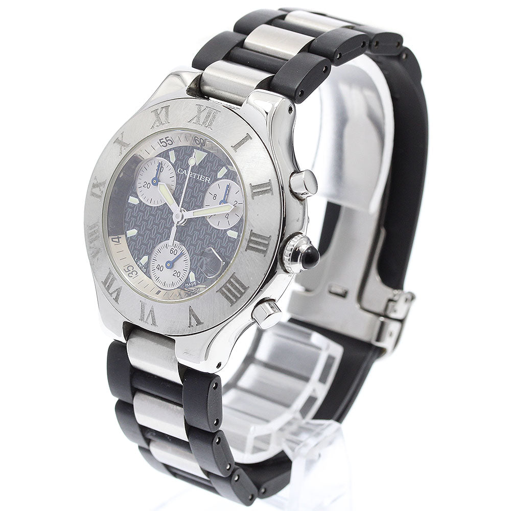 CARTIER CHRONOSCAPH W10125U2 Date Black / Silver Dial Quartz Men's Watch_910263