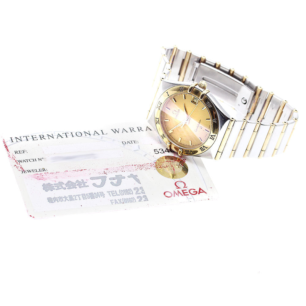 OMEGA Constellation 1212.10 Date Full bar Gold Dial Quartz Men's Watch_910307