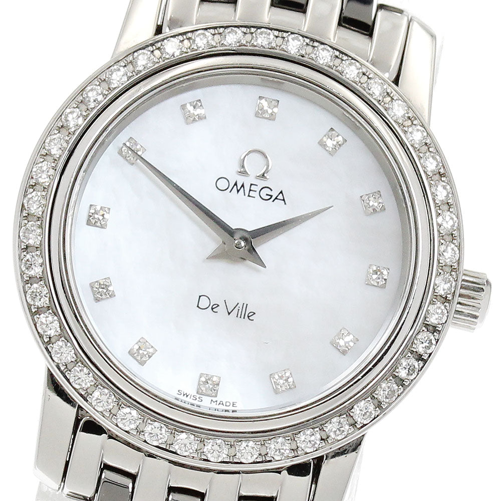OMEGA De Ville Prestige 4575.76 Diamond Bezel 12P Diamond White shell Dial Quartz Ladies Watch_910311
