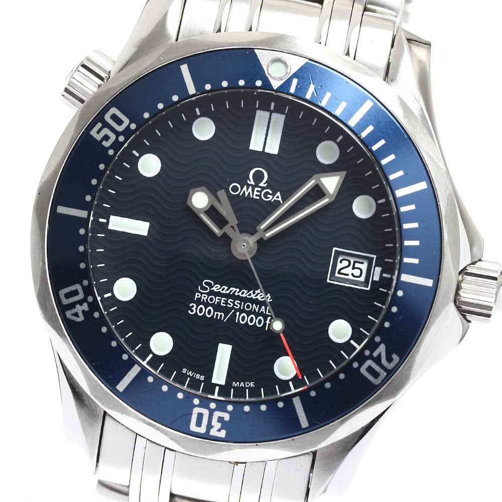OMEGA Seamaster300 2561.80 Date Navy Dial Quartz Boy's Watch_910322