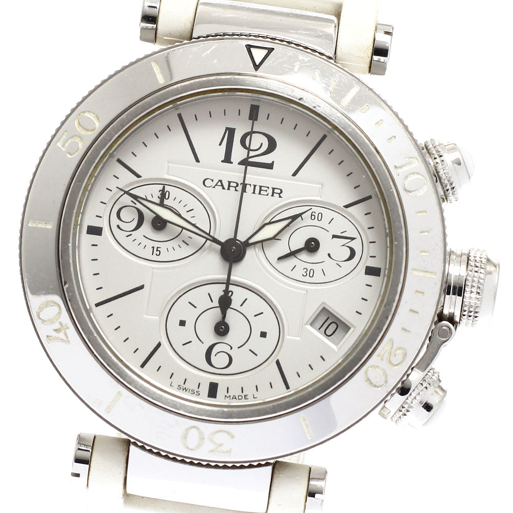 CARTIER Pacha Sea timer W3140005 Date Chronograph Silver Dial Quartz Boy's Watch_910356