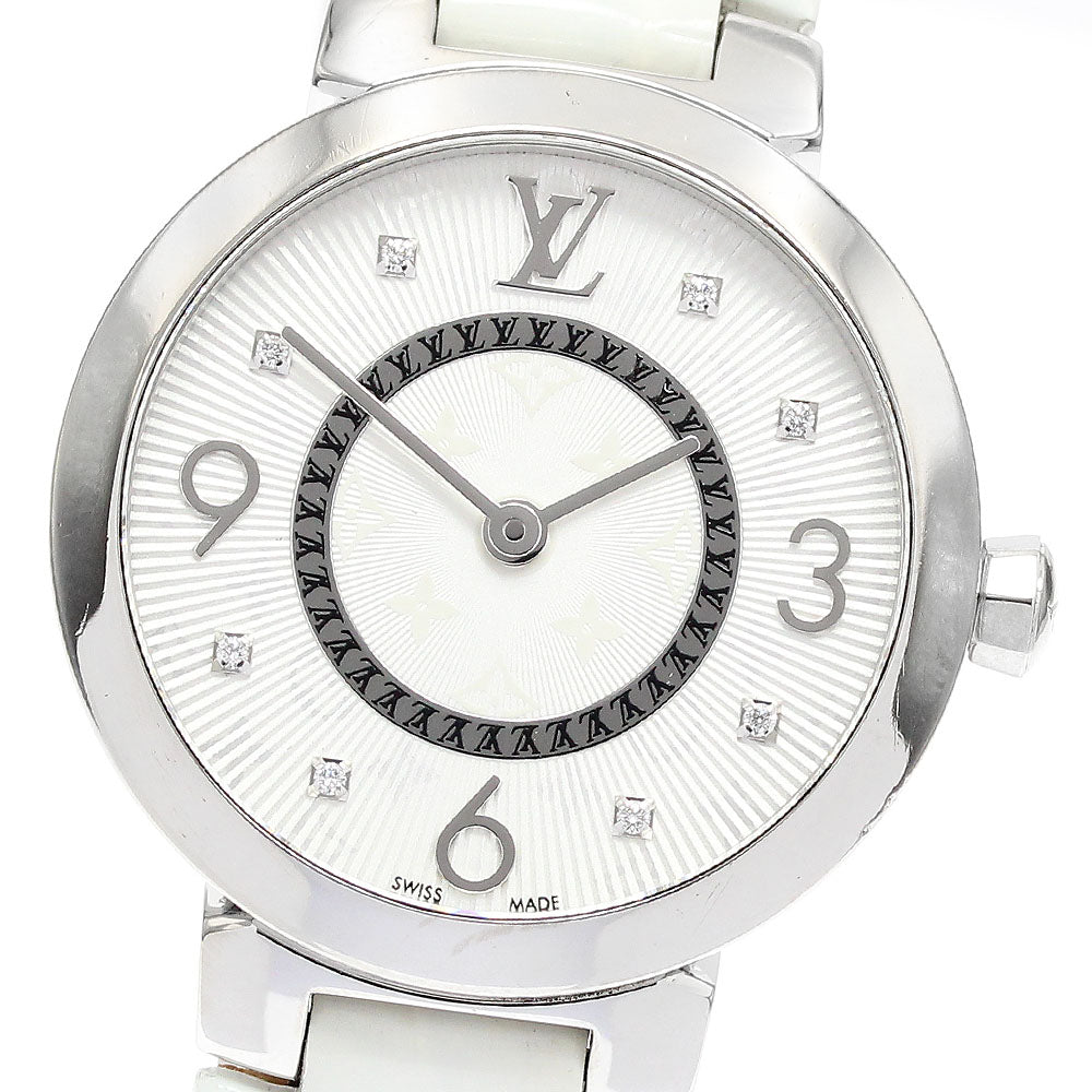 LOUIS VUITTON Tambour slim Q12MG 8P diamond Silver Dial Quartz Ladies Watch_910363