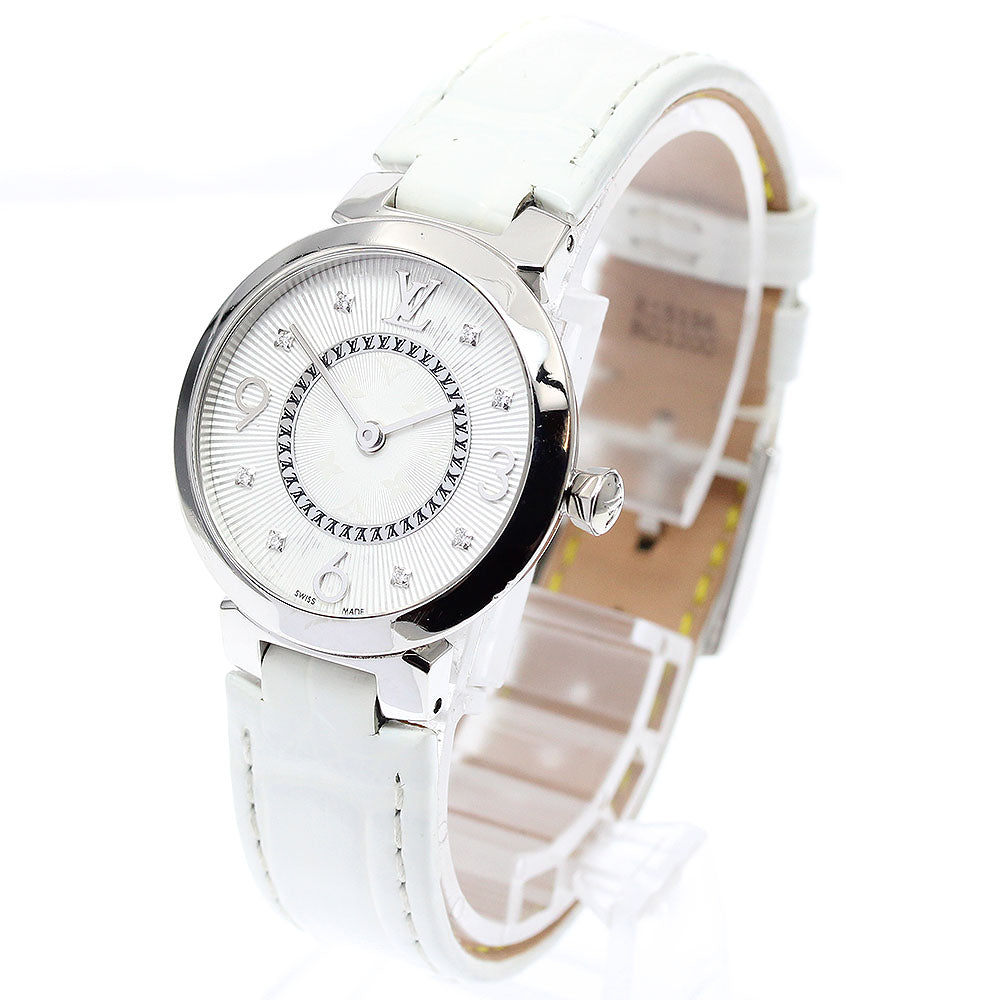 LOUIS VUITTON Tambour slim Q12MG 8P diamond Silver Dial Quartz Ladies Watch_910363