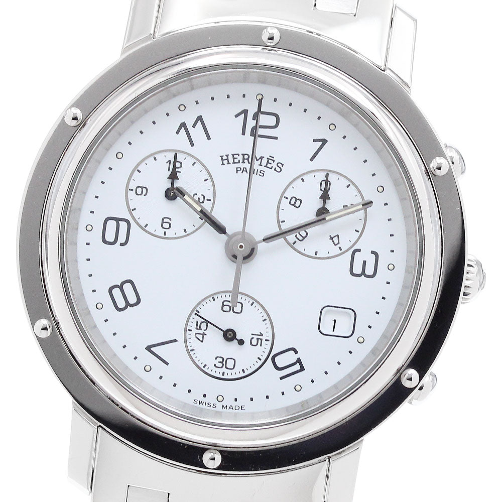 HERMES Clipper chrono Date White Dial Quartz Men's Watch_910395