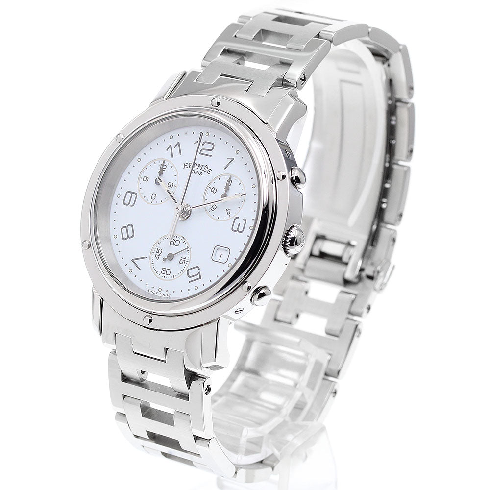 HERMES Clipper chrono Date White Dial Quartz Men's Watch_910395