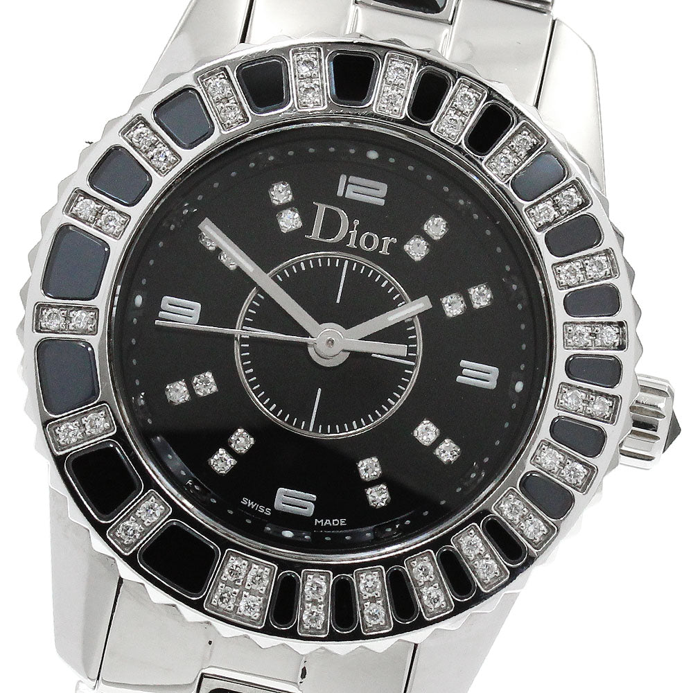 Dior crystal CD112116 Diamond Bezel black Dial Quartz Ladies Watch_910408