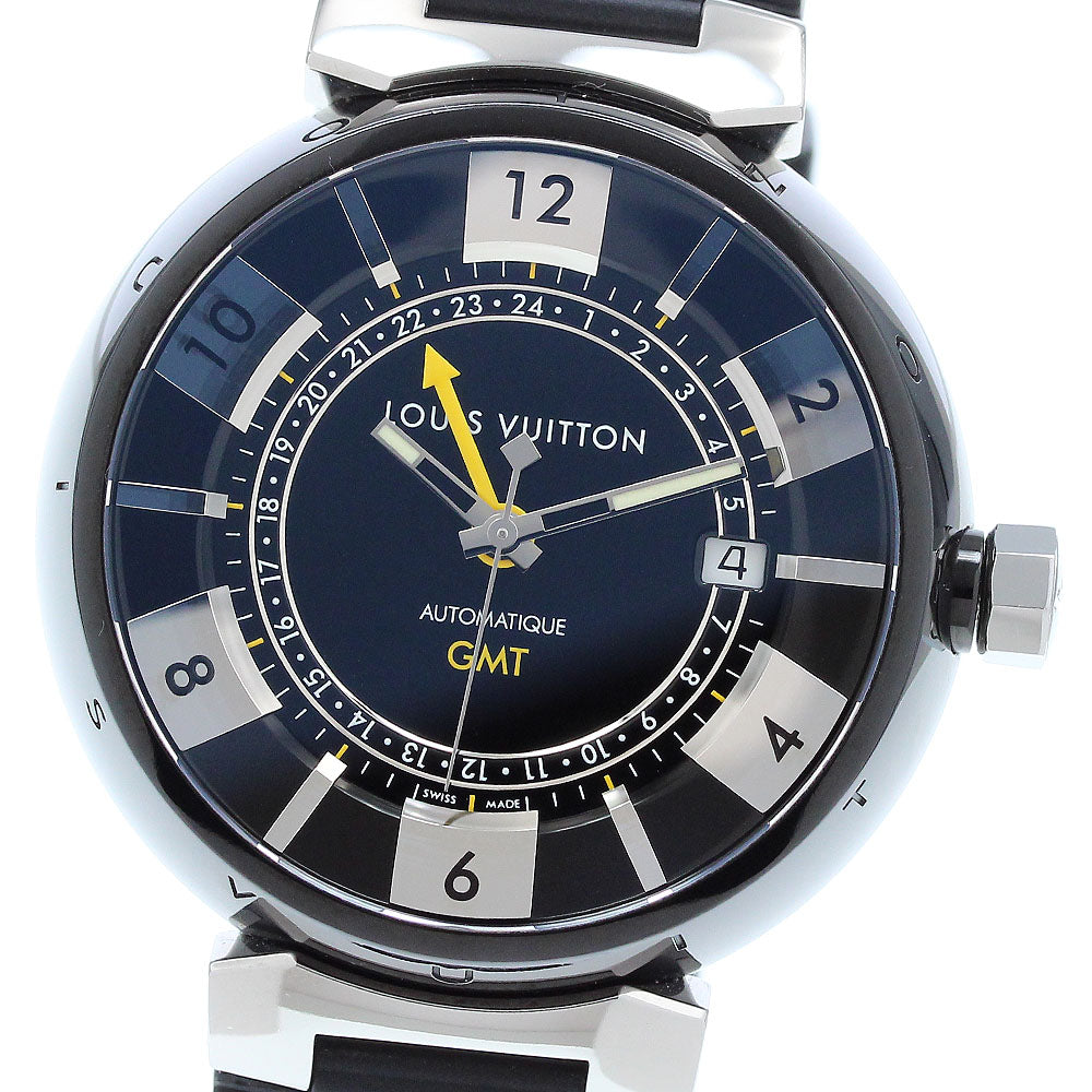 LOUIS VUITTON Tambour in Black GMT date Automatic Men's Watch_910552