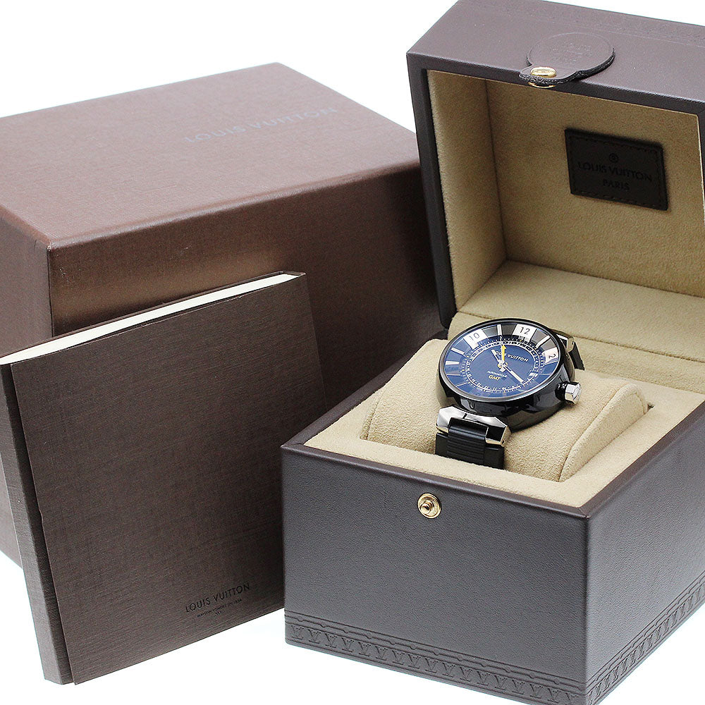 LOUIS VUITTON Tambour in Black GMT date Automatic Men's Watch_910552
