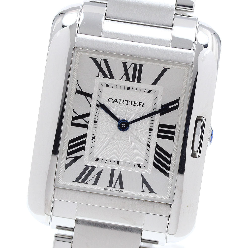 CARTIER Tank Anglaise MM W5310044 Date Silver Dial Quartz Boy's Watch_910564