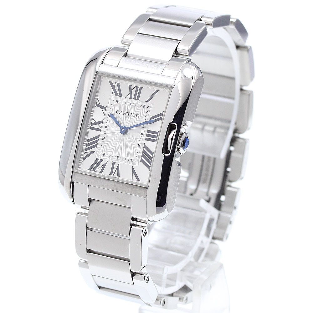 CARTIER Tank Anglaise MM W5310044 Date Silver Dial Quartz Boy's Watch_910564