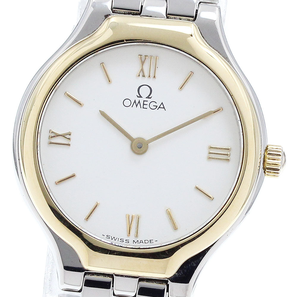 OMEGA De Ville YG bezel white Dial Quartz Ladies Watch_910580