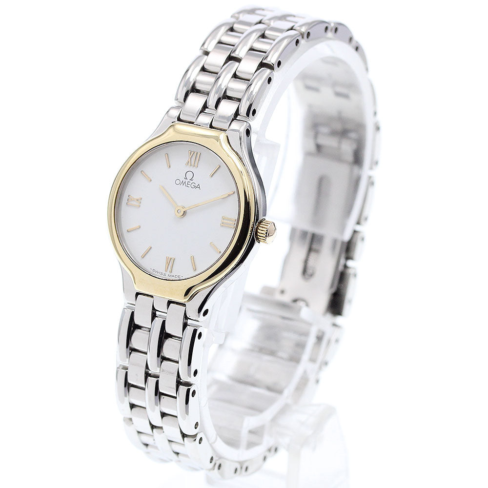OMEGA De Ville YG bezel white Dial Quartz Ladies Watch_910580