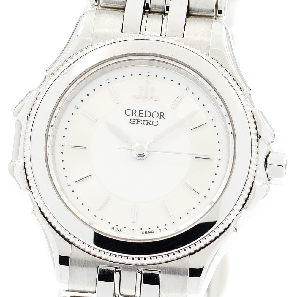SEIKO CREDOR 4J81-0B20 Silver Dial Quartz Ladies Watch_910588