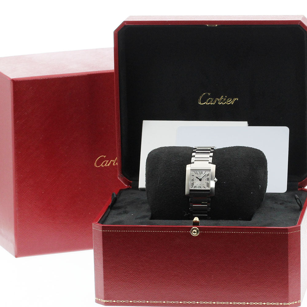 CARTIER Tank francaise SM WSTA0129 Silver Dial Quartz Ladies Watch_910645