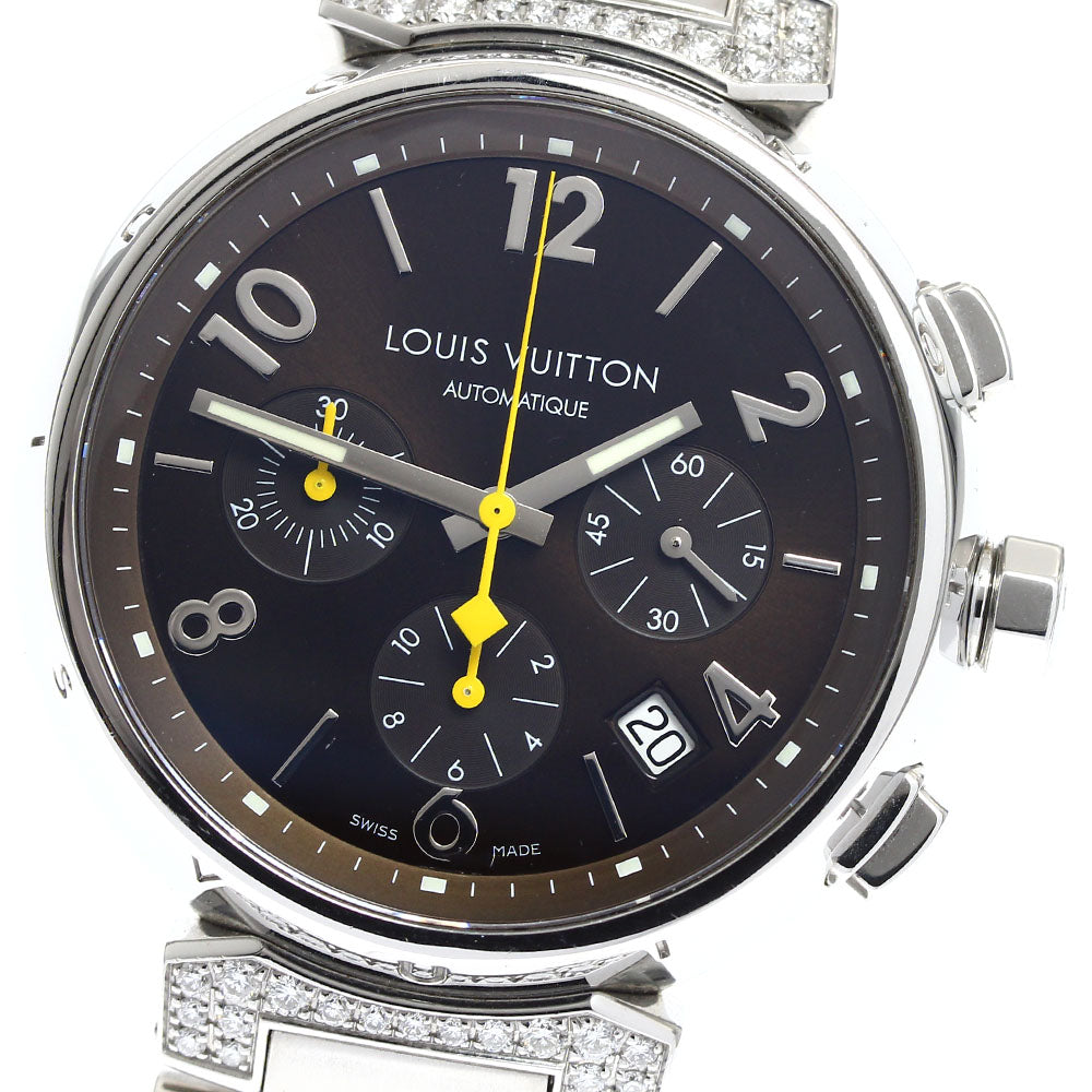 LOUIS VUITTON Tambour Q112G Chronograph rug diamond Automatic Men's Watch_910766