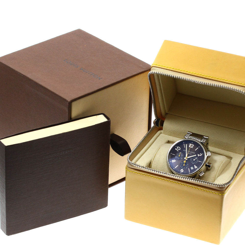 LOUIS VUITTON Tambour Q112G Chronograph rug diamond Automatic Men's Watch_910766