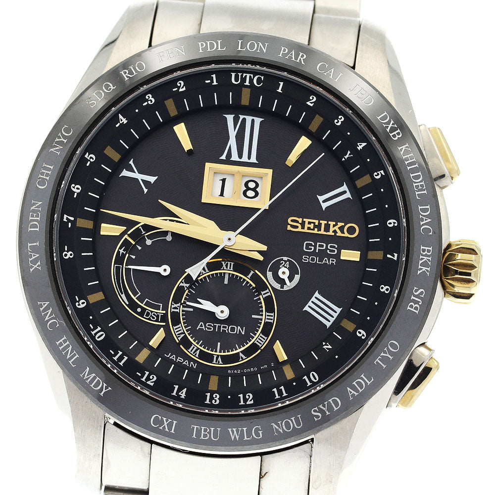 SEIKO Astron SBXB139/8X42-0AB0-3 Big date Solar Powered Radio Men's Watch_910850