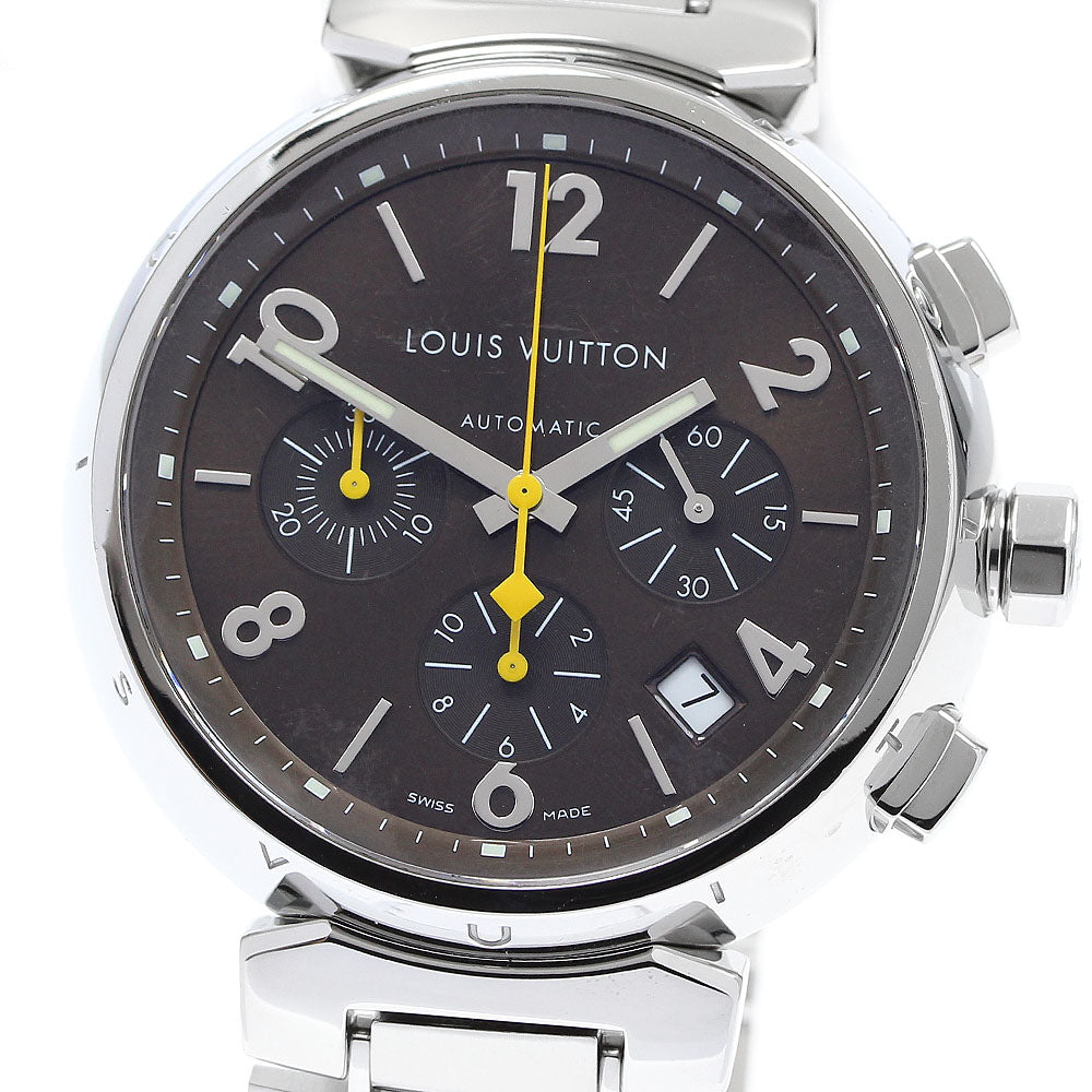 LOUIS VUITTON Tambour Q1121 Date Chronograph Brown Dial Automatic Men's_910860
