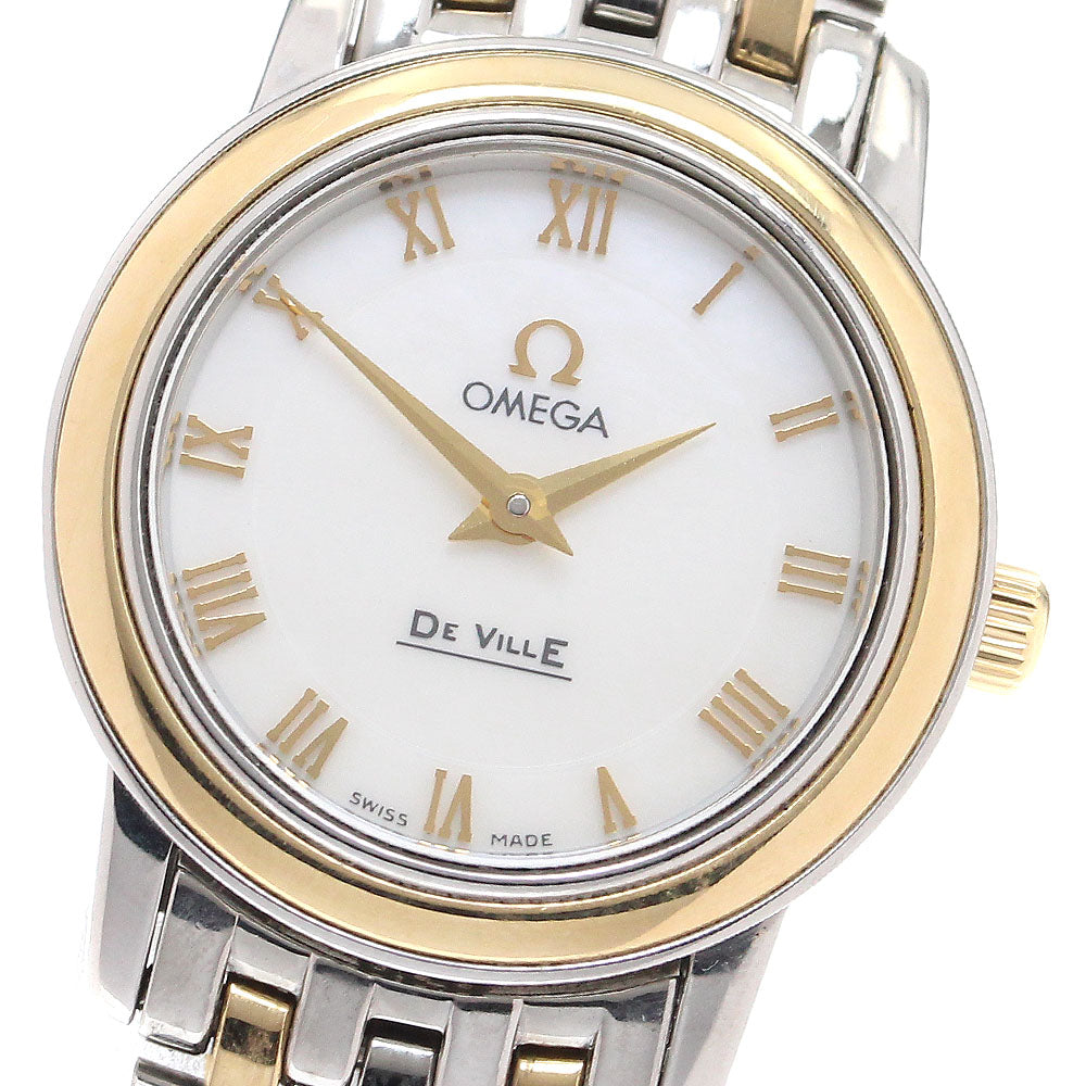 OMEGA De Ville 4370.71 YG bezel White shell Dial Quartz Ladies Watch_911131