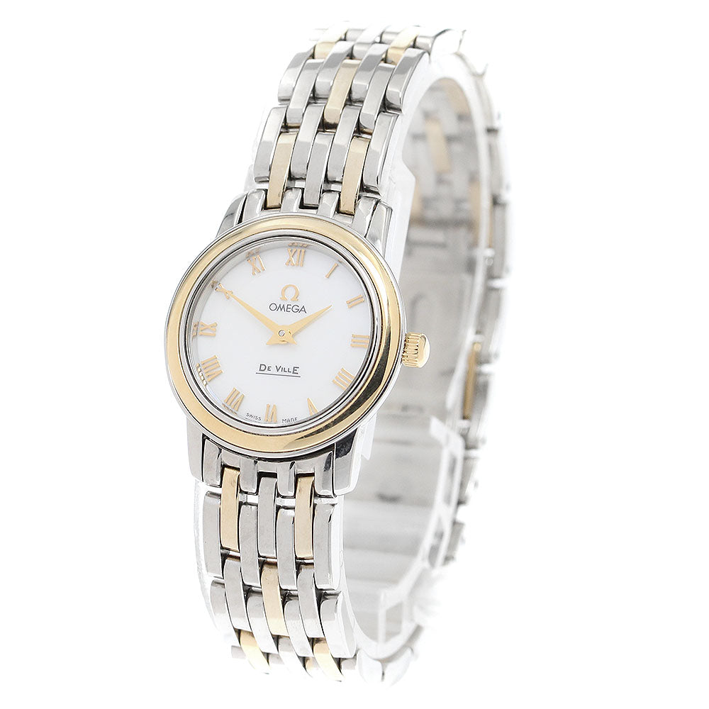 OMEGA De Ville 4370.71 YG bezel White shell Dial Quartz Ladies Watch_911131