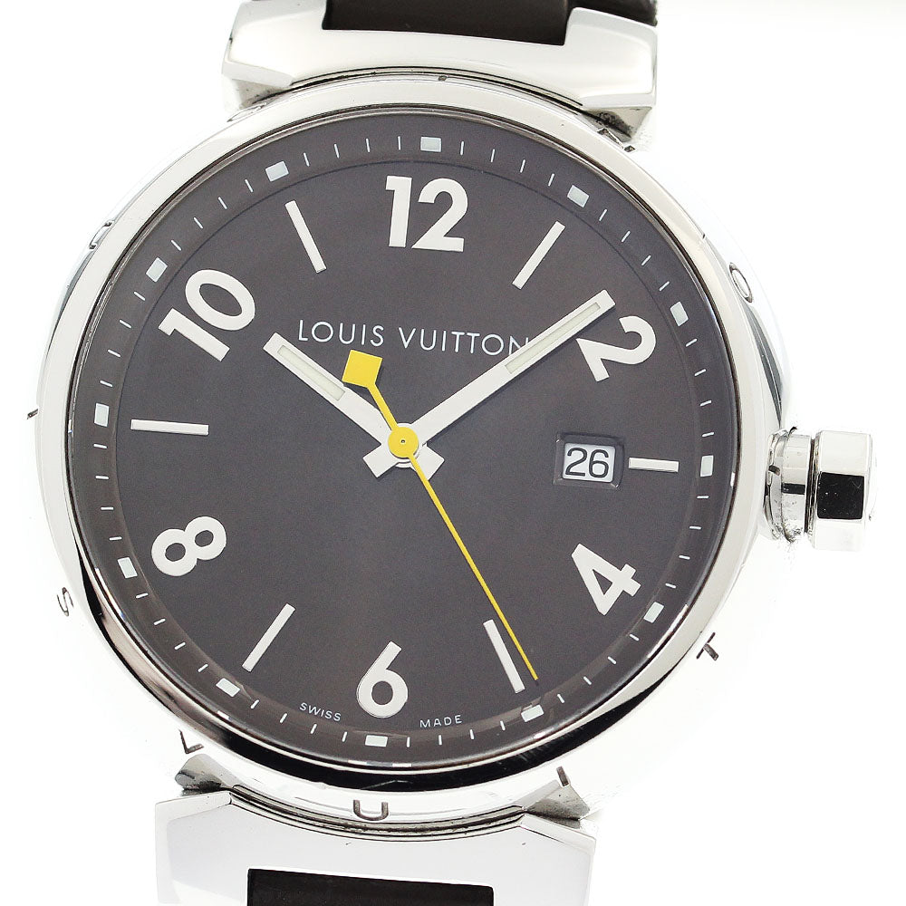 LOUIS VUITTON Tambour Q1111 Date Brown Dial Quartz Men's Watch_911221