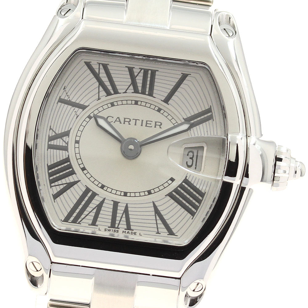 CARTIER Roadster SM W62016V3 Date Silver Dial Quartz Ladies Watch_911226