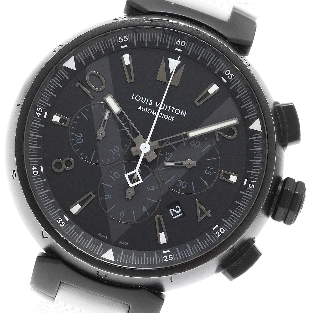LOUIS VUITTON Tambour Q1A62Z Chronograph black Dial Automatic Men's Watch_911249