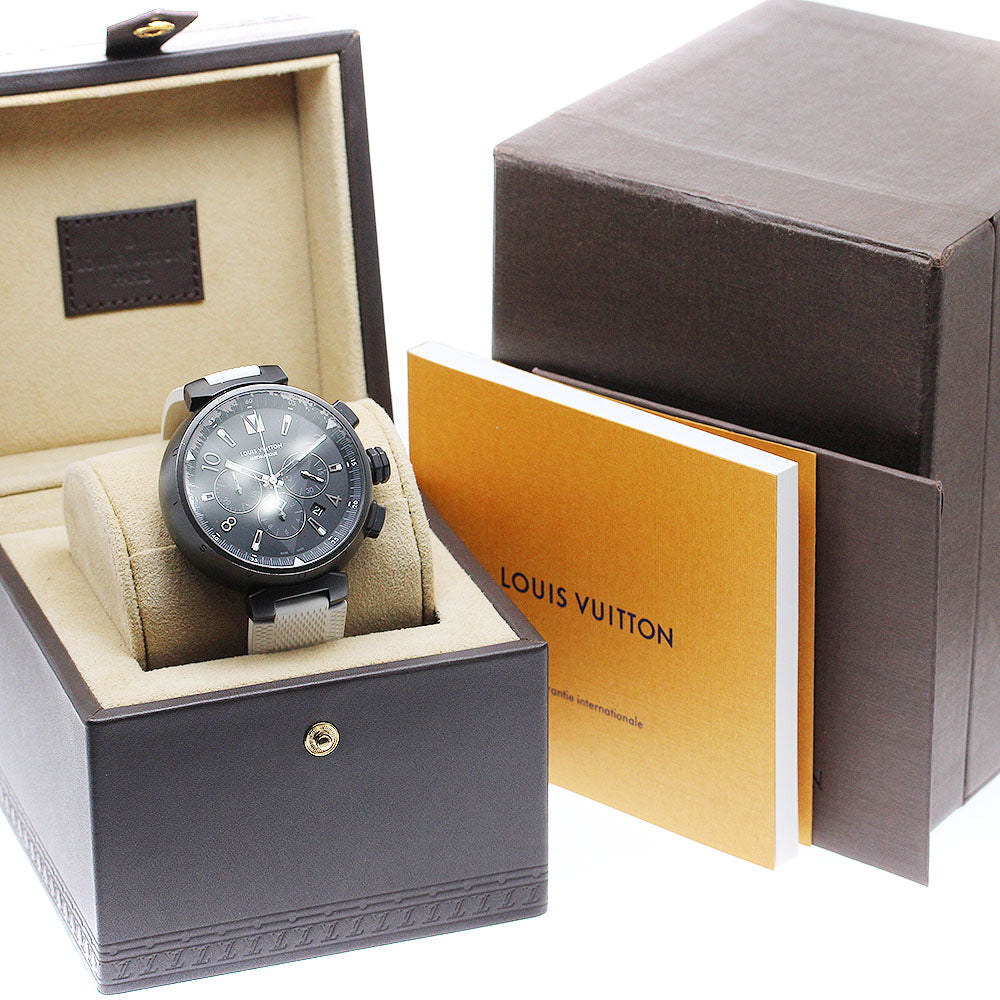 LOUIS VUITTON Tambour Q1A62Z Chronograph black Dial Automatic Men's Watch_911249