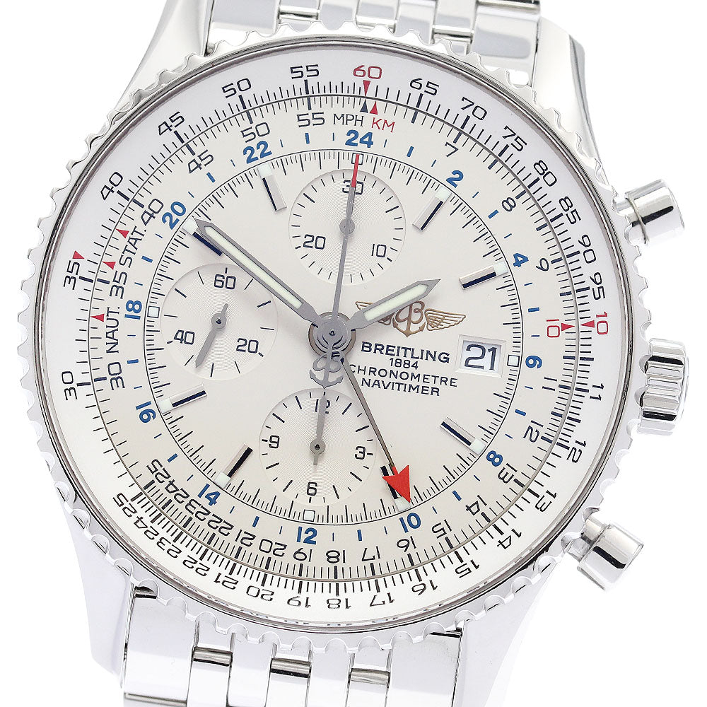 BREITLING Navitimer World A24322 Chronograph Silver Dial Automatic Men's_911285