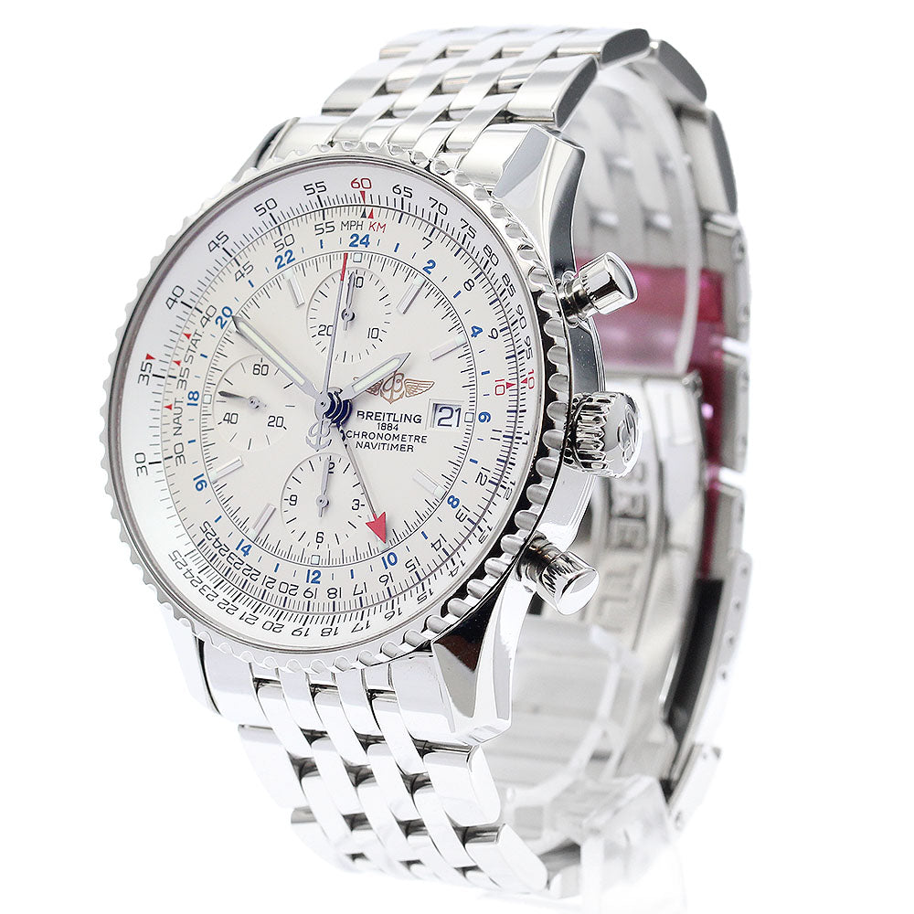 BREITLING Navitimer World A24322 Chronograph Silver Dial Automatic Men's_911285