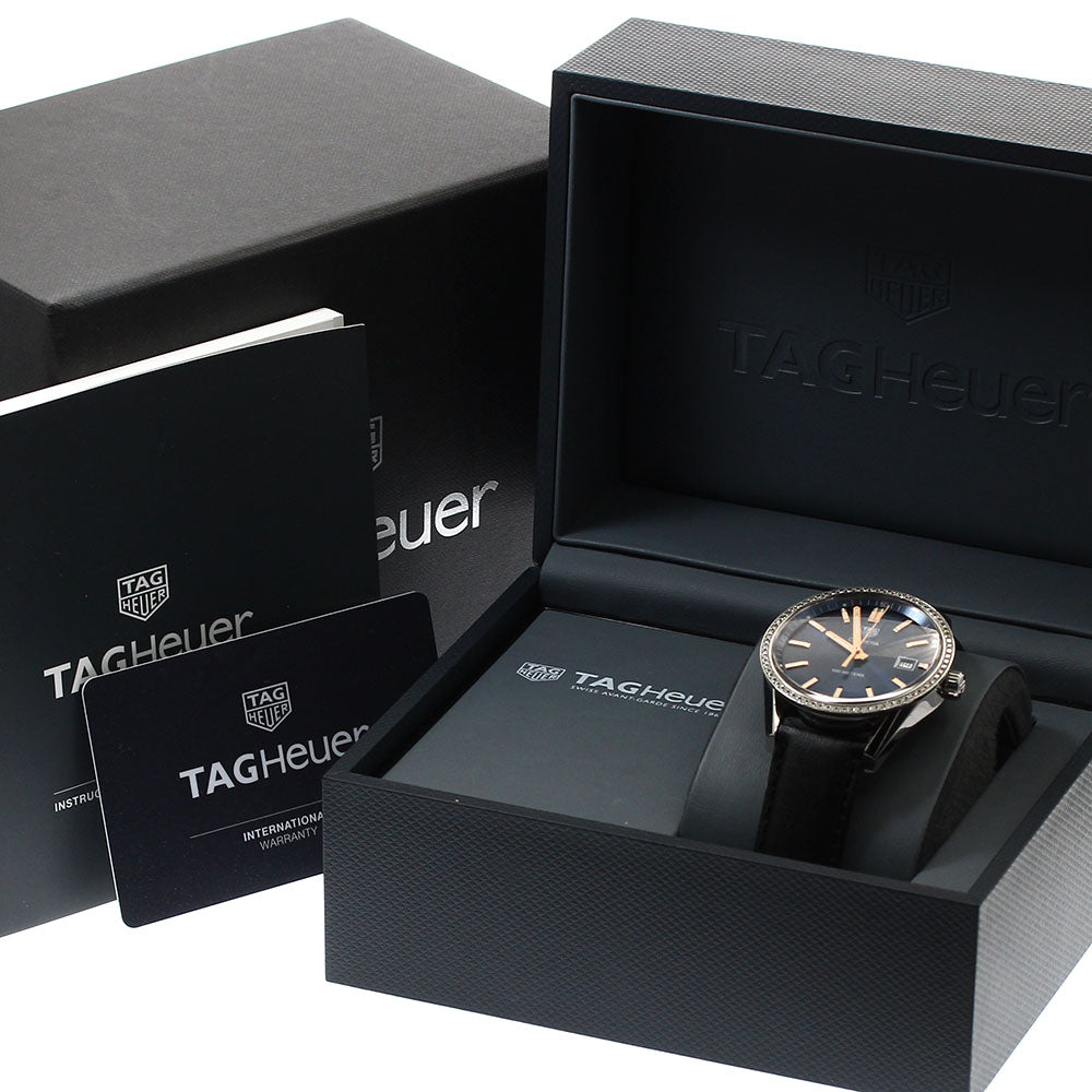 TAG HEUER Carrera WAR1114 date diamond bezel Navy Dial Quartz Men's Watch_911313