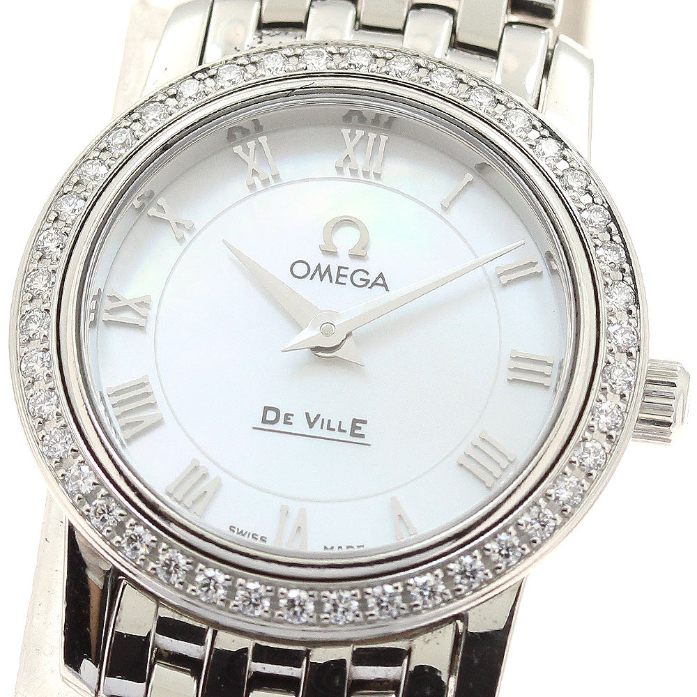 OMEGA De Ville Prestige 4575.71 Diamond Bezel White shell Dial Quartz Ladies Watch_911356