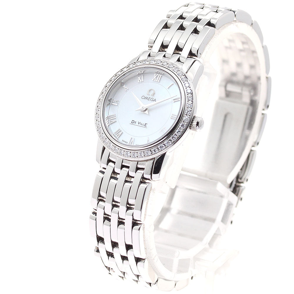 OMEGA De Ville Prestige 4575.71 Diamond Bezel White shell Dial Quartz Ladies Watch_911356
