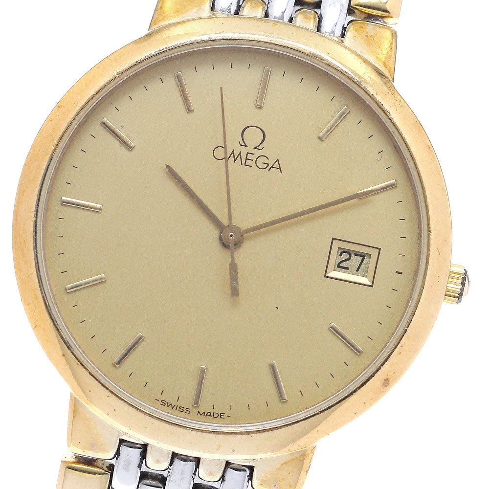OMEGA De Ville Date gold Dial Quartz Men's Watch_911359