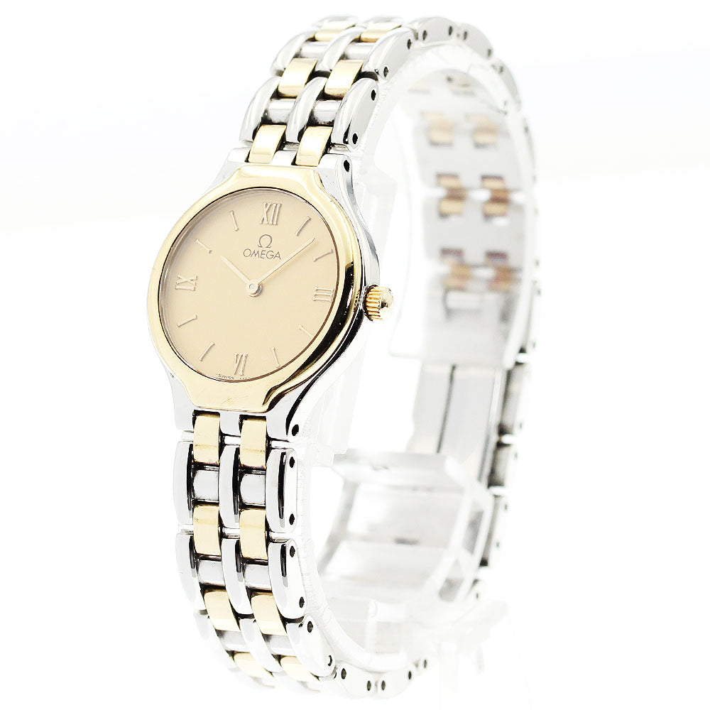 OMEGA De Ville YG bezel gold Dial Quartz Ladies Watch_911364