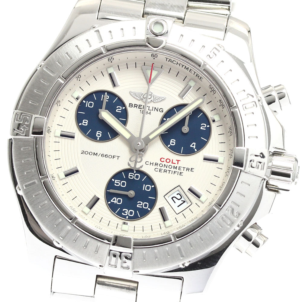 BREITLING Colt A73380 Chronograph Silver / Navy Dial Quartz Men's Watch_911388