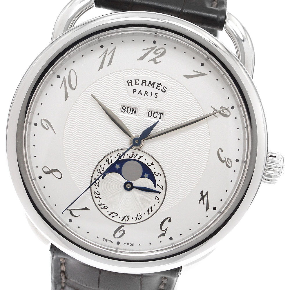HERMES Grand Lune Maxim Arceau AR8.810 Moon phase Silver Dial Automatic Men's Watch_911467