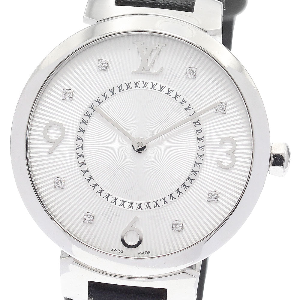 LOUIS VUITTON Tambour Slim MM Q13MJ 8P diamond Silver Dial Quartz Ladies_911530