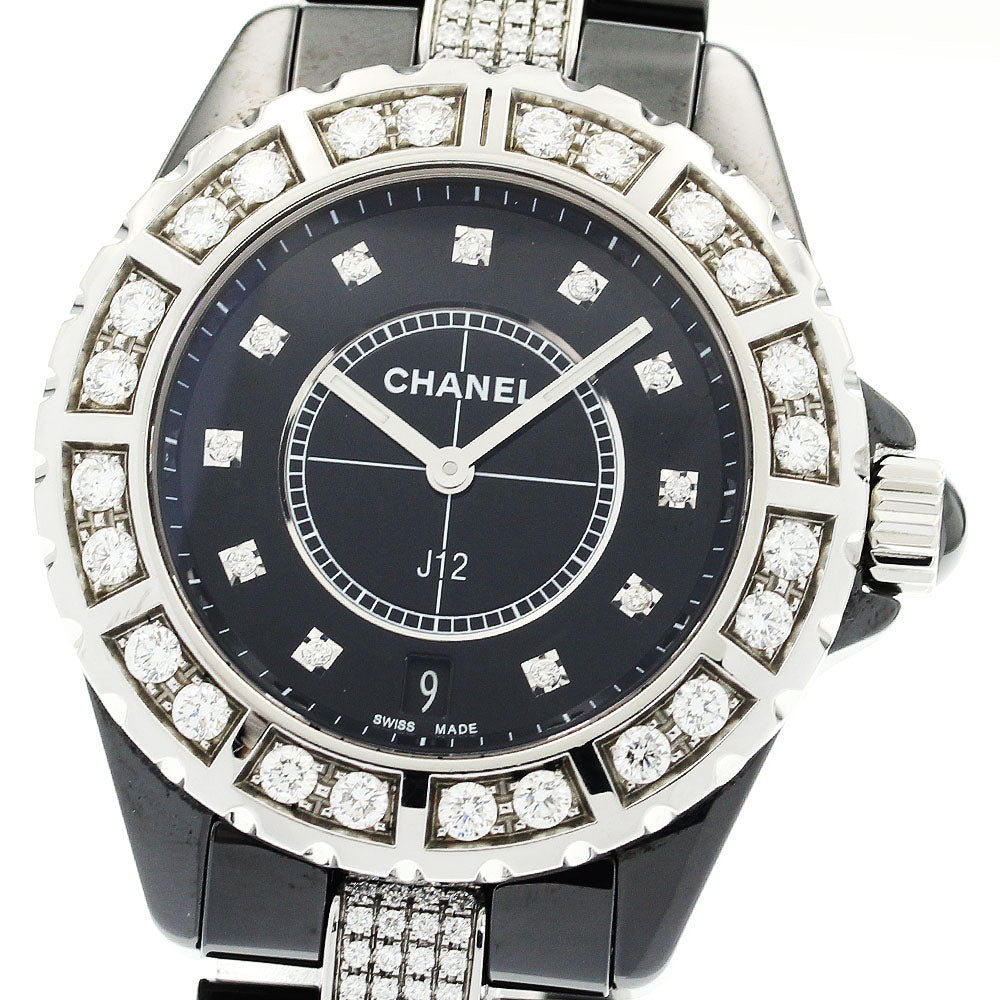 CHANEL J12 H2428 Black Ceramic Bracelet with Diamonds black Dial Quartz Men's Watch_911558