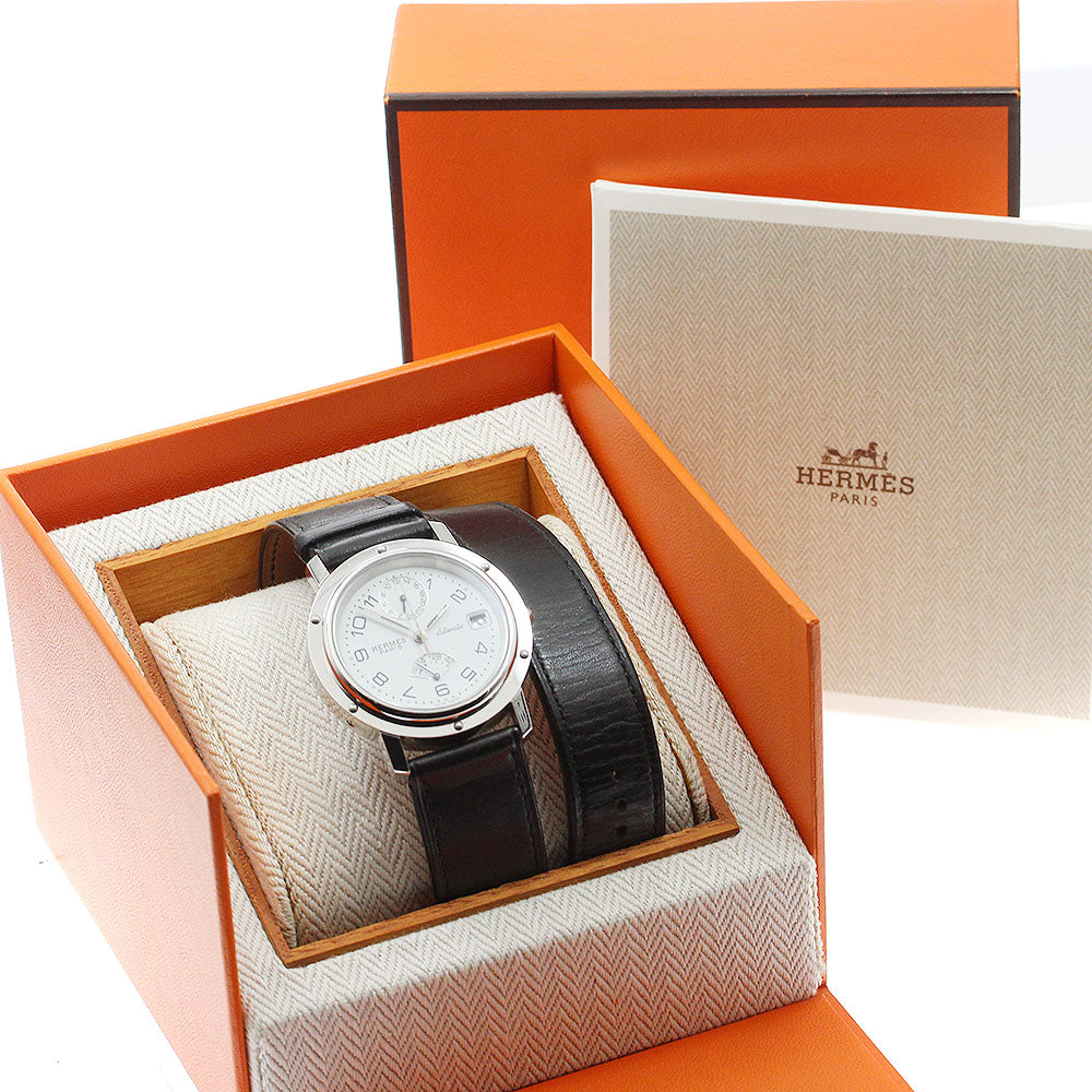 HERMES Clipper CL5.710 GMT Double Tour White Dial Automatic Men's Watch_911608
