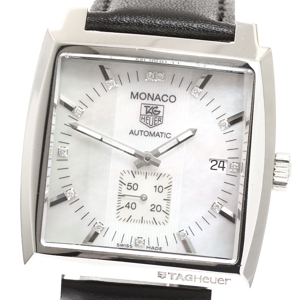 TAG HEUER Monaco WW2113 Date Small Second White shell Dial Automatic Men's Watch_911639