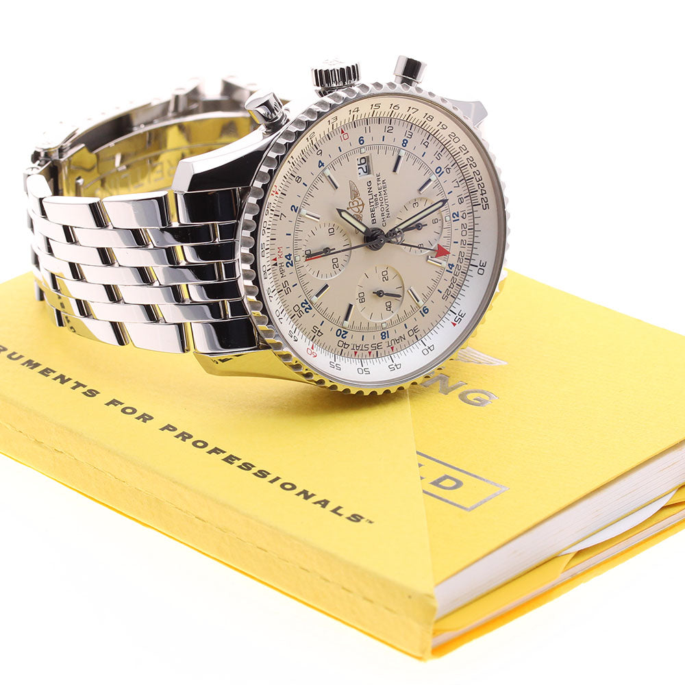 BREITLING Navitimer World A24322 Chronograph Silver Dial Automatic Men's_911661