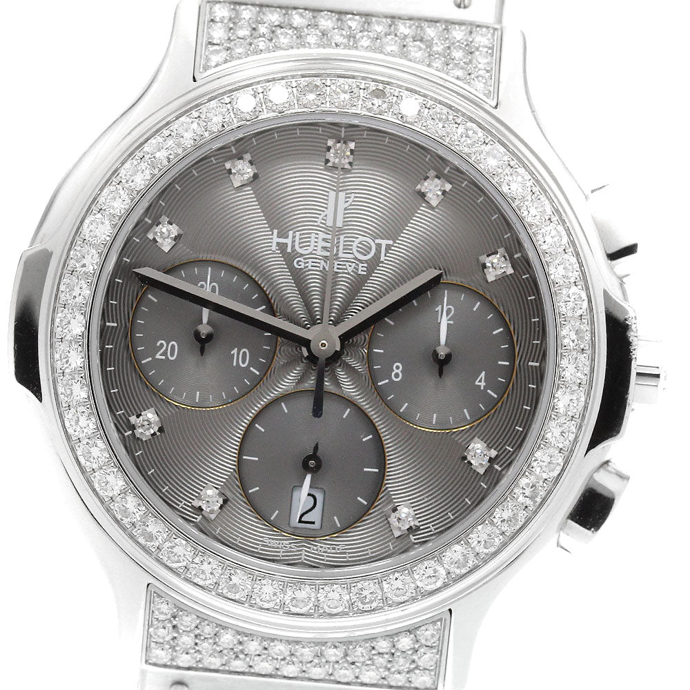 HUBLOT MDM 1640.GF24.1.064.1 chronograph diamond bezel gray Dial Quartz Ladies Watch_911709