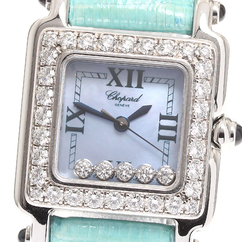 Chopard Happy Sport Square Mini 27/8894-23/11 Diamond bezel 5P diamond shell dial Blue shell Dial Quartz Ladies Watch_911753