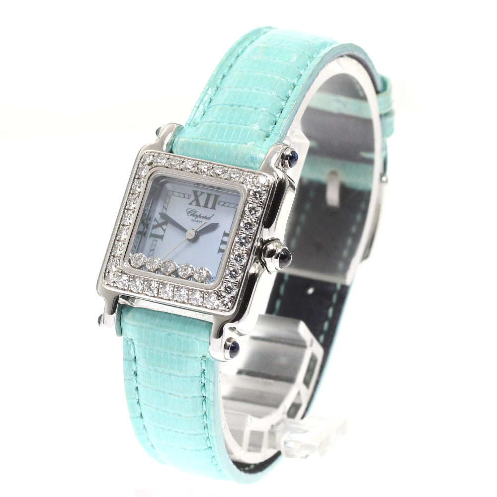 Chopard Happy Sport Square Mini 27/8894-23/11 Diamond bezel 5P diamond shell dial Blue shell Dial Quartz Ladies Watch_911753