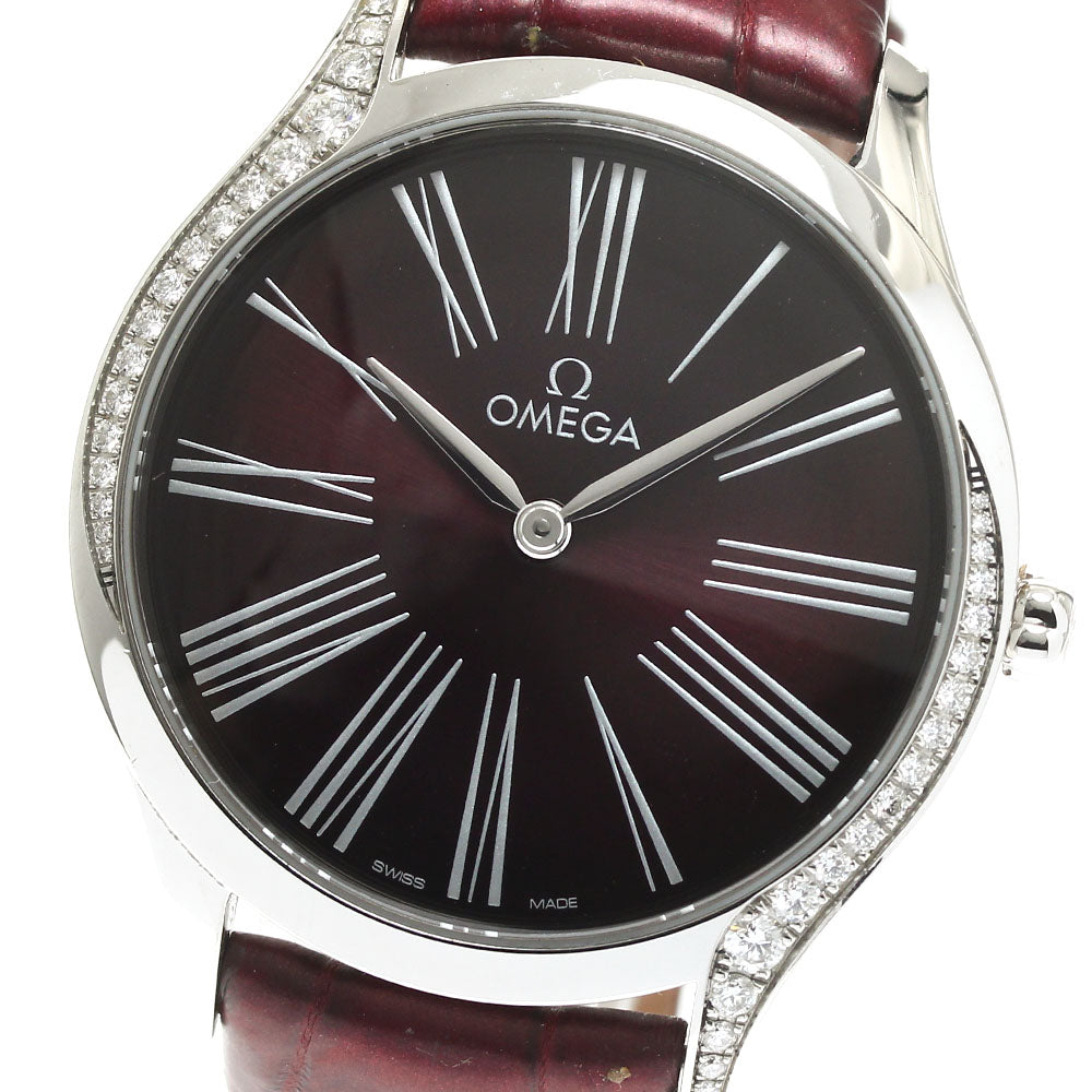 OMEGA De Ville Tresor 428.18.36.60.11.001 Diamond Bezel wine-red Dial Quartz Ladies Watch_911760