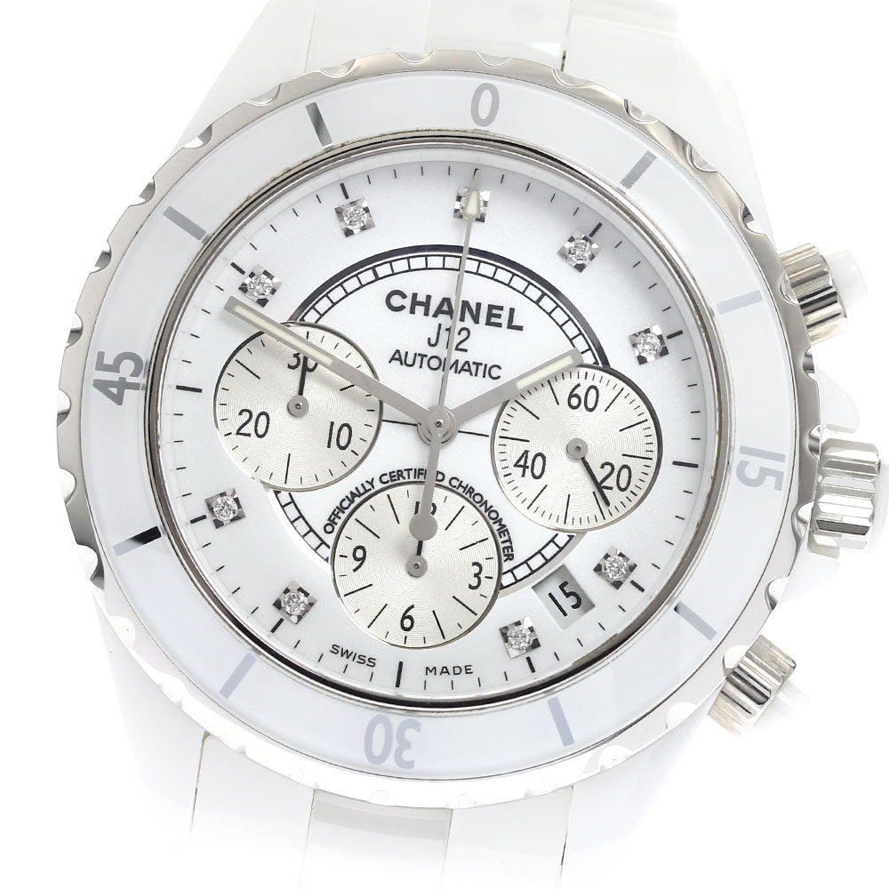 CHANEL J12 white ceramic H2009 9P diamond chronograph Automatic Men's_911789