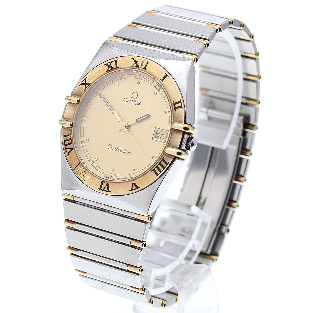 OMEGA Constellation YG bezel harf bar date gold Dial Quartz Men's Watch_911910