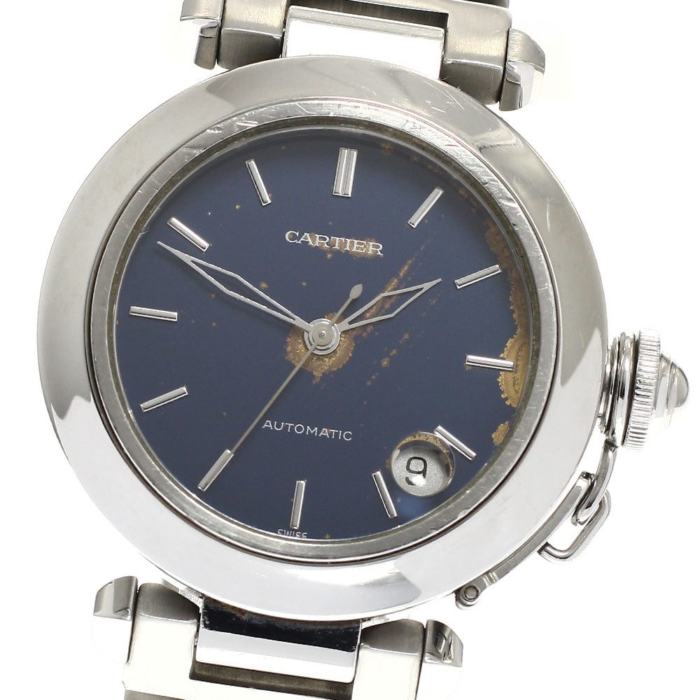 CARTIER Pasha C W31014M7 Date Navy Dial Automatic Boy's Watch_911951