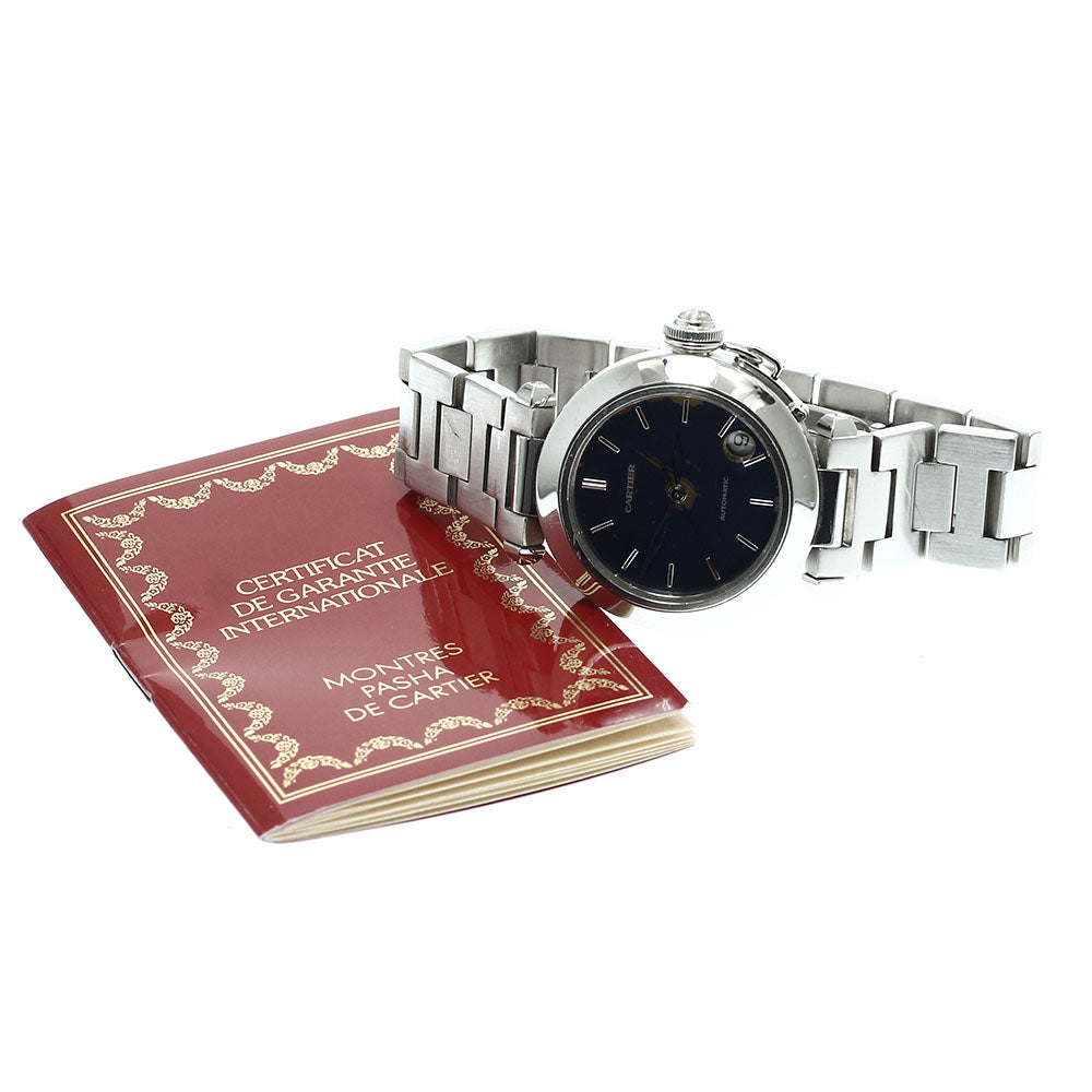 CARTIER Pasha C W31014M7 Date Navy Dial Automatic Boy's Watch_911951